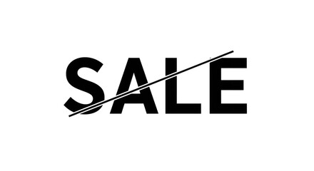 Bold "SALE" Text Crossed Out, Minimalist Design, White Background, Graphic Concept.