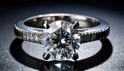 A dazzling solitaire diamond ring with a meticulously crafted band, showcasing brilliant sparkle and exquisite craftsmanship.