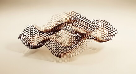 Abstract honeycomb structure with flowing organic shapes on a neutral background creates a modern aesthetic