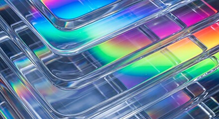 Abstract iridescent rainbow layers create a modern and futuristic background design