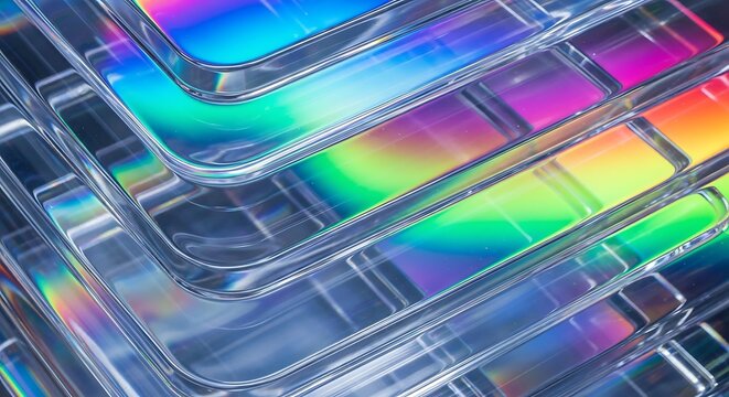 Abstract iridescent rainbow layers create a modern and futuristic background design