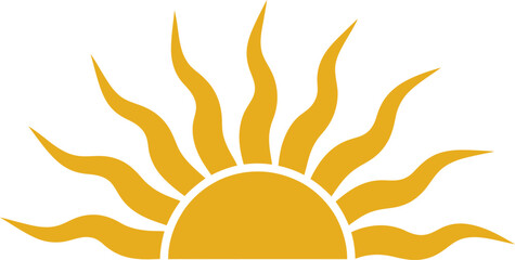 Naklejka premium Stylized Golden Sunburst Icon with Wavy Rays