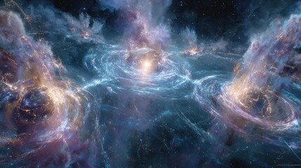 Abstract Colorful Deep Space Nebula