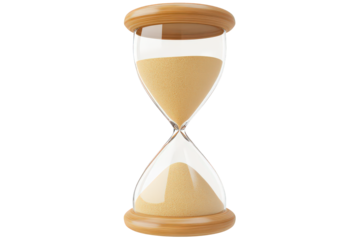 Sand timer with a wooden base and a clear glass top