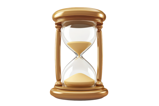 Gold and glass hourglass with sand in it