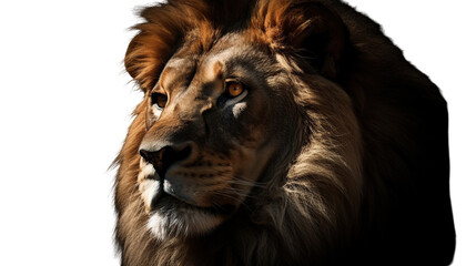 Fototapeta premium Close-up lion portrait against black background
