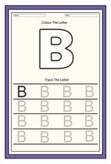 Writing practice of letters Coloring and tracing book. Education for children illustration.