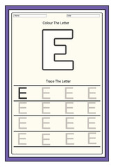 Writing practice of letters Coloring and tracing book. Education for children illustration.