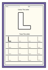 Writing practice of letters Coloring and tracing book. Education for children illustration.