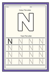 Writing practice of letters Coloring and tracing book. Education for children illustration.