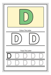 Writing practice of letters Coloring and tracing book. Education for children illustration.