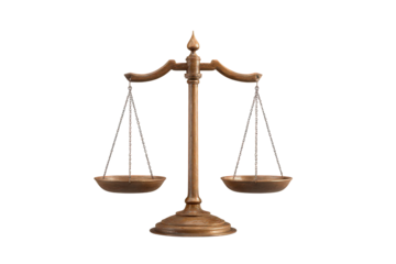 Wooden scale with two bowls hanging from it