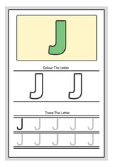 Writing practice of letters Coloring and tracing book. Education for children illustration.
