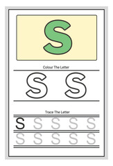 Writing practice of letters Coloring and tracing book. Education for children illustration.