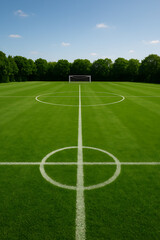 Fototapeta premium Green Lush Soccer Field high quality realistic image.
