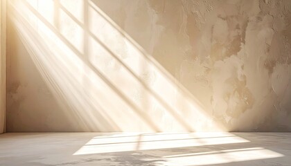 Sunlit Beige Room Interior with Copy Space