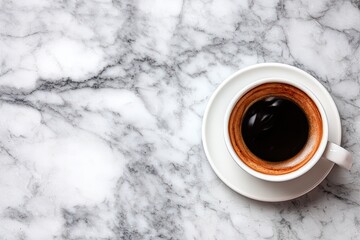 Espresso in white cup on marble
