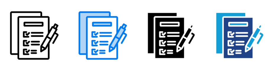 Exam icon set multiple style collection