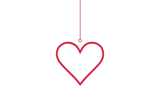 Red heart hanging from a string