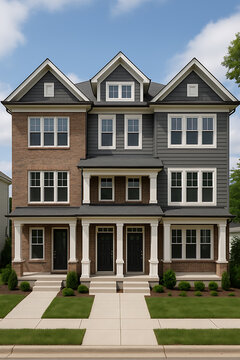 Modern Triplex Home high quality realistic image.