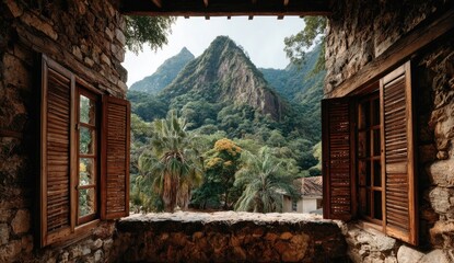 Window View of Mountains