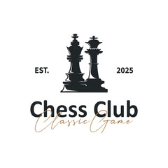chess logo concept vintage retro game design miniature chess pawn design, silhouette concept symbol icon illustration vector and icon