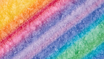 Rainbow colored sugar crystals close up background