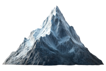 Mountain covered in snow with on transparent background
