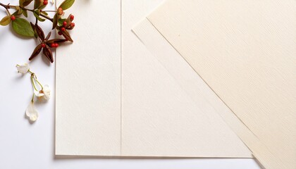 Warm Ivory Cotton Rag Paper Sheets with Copy Space