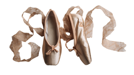 Elegant ballet pointe shoes with satin ribbons