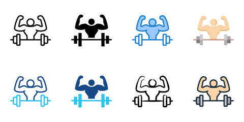 Fitness Training icon set multiple style collection 
