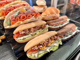 A variety of wraps and sandwiches made with fresh ingredients