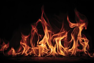 Fiery flames against a dark background