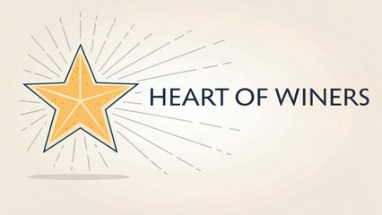 Obraz premium Golden Star on Cream Background with Heart of Winers Text