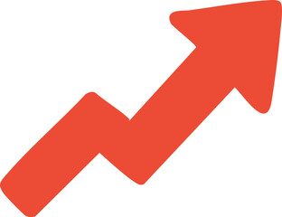 Hand drawn red arrow pointing up indicating growth and progress.