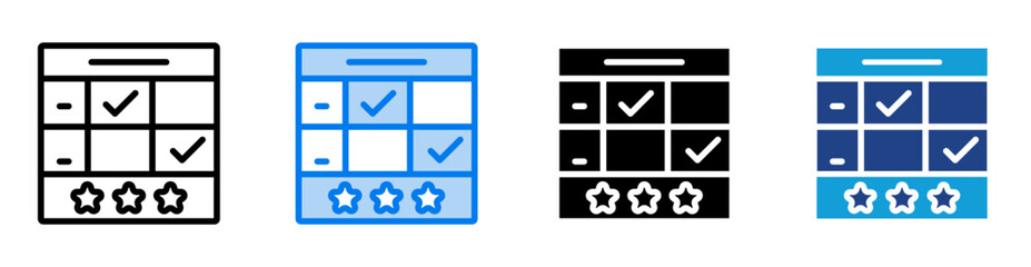 Rubric icon set multiple style collection