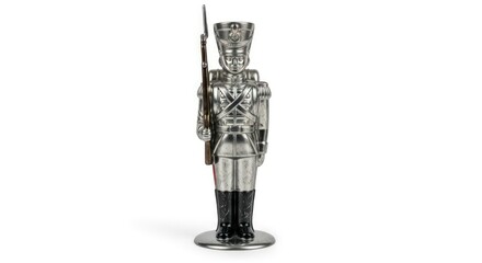 Vintage Tin Toy Soldier Candle Holder on White Background