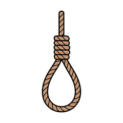 Close up of a sturdy rope with a noose knot against a clean white background