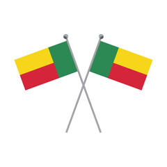 Two crossed Benin flags on a black background flat illustration