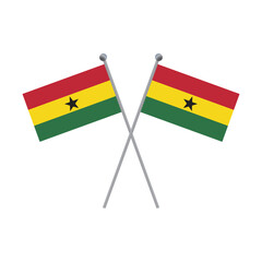 Two crossed Ghana flags on a black background flat illustration