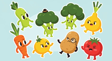 Obraz premium Cartoon Vegetables Fighting.