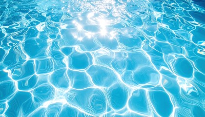 Obraz premium Close-up view of sunlit, rippling water, creating shimmering patterns and reflections, with a vibrant turquoise hue