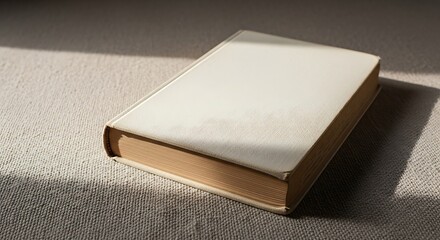 Fototapeta premium Illuminated vintage book on a textured surface under a sunlight beam