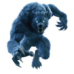 Naklejka premium Fierce Werewolf Creature with Glowing Eyes in Dynamic Pose