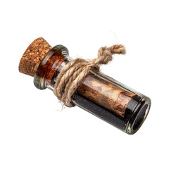 Vintage Glass Bottle with Cork and Twine Wrapped Message Inside