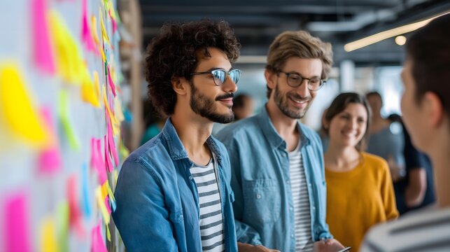 startup team brainstorming in coworking space  diverse people - Powered by Adobe