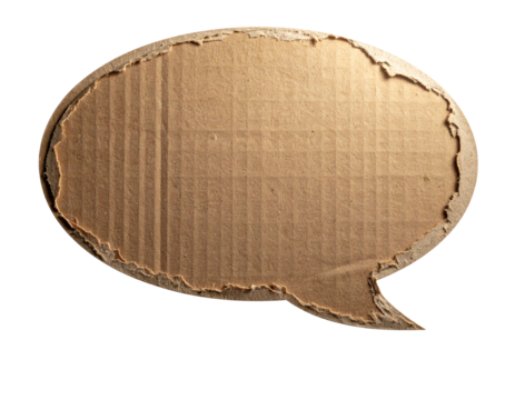 A - Craft Style Brown Cardboard Speech Bubble with Stationery Props