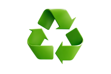 Green recycling symbol with arrows pointing in different directions