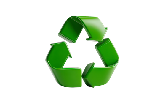 Green recycling symbol with arrows pointing in different directions - Powered by Adobe