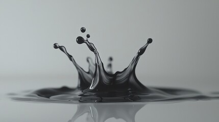 Dramatic splash of dark liquid creating a crown shape against a soft background.